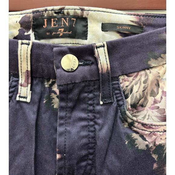 NWT 7 For All Mankind Skinny Jeans Women’s Size 00 Floral Stretch Pants Jen7 - Picture 6 of 8